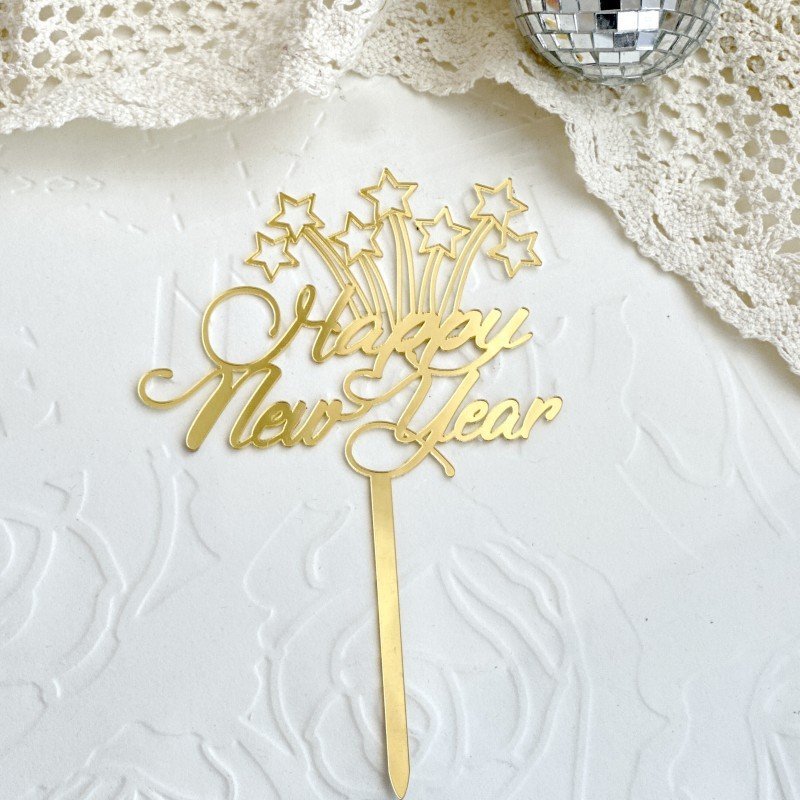 Ychon cheers to 25 years cake topper happy 2025 new year acrylic cake topper decor birthday wedding cake decorating supplies