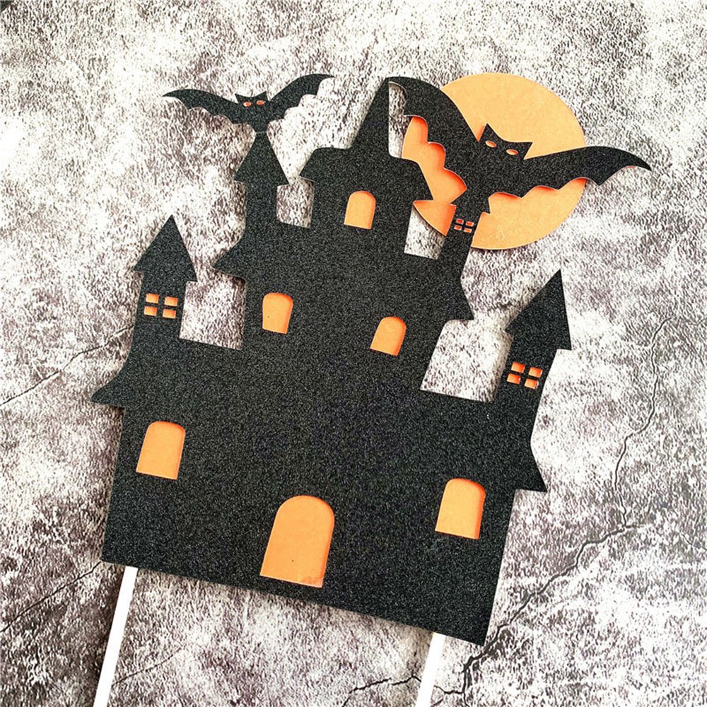 Halloween Fun Cake Insert, Batcastle Witch Pumpkin Head Cake Insert, Halloween Baking Decoration Supplies,