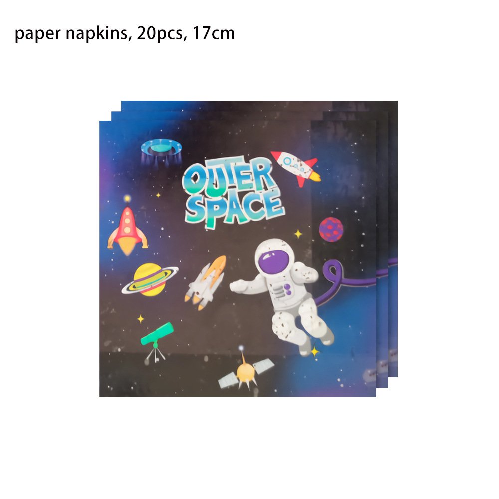 Ychon new arrival space solar system theme tableware sets with cake topper boys favorite out space theme birthday party gifts