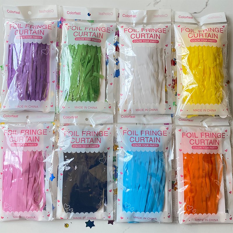 1*2m Metallic Foil Macaron curtain Tinsel Tassel Rain foil Curtain Birthday Party Background Decoration Cortinas Metalicas