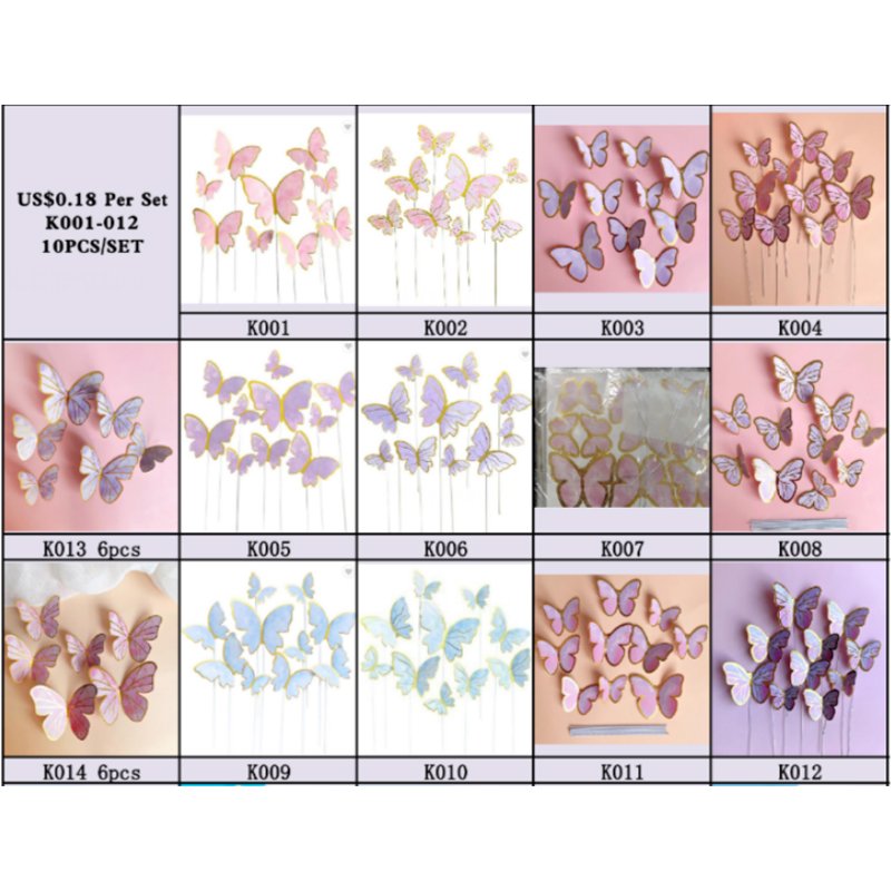 10pcs Ins Style Butterfly Cake Topper for Cake Decoration Baking Supplies Mother's Day Easter Back to School Supplies W121