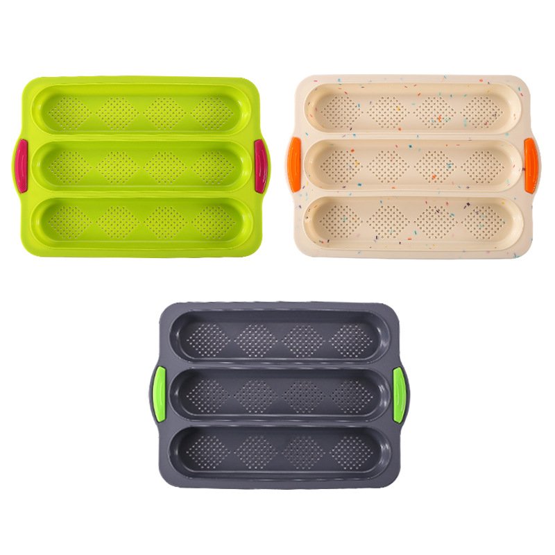 French Baguette Pans Nonstick Perforated Baking Tray 5 Loaves Food-grade Silicone Bread Molds for Oven
