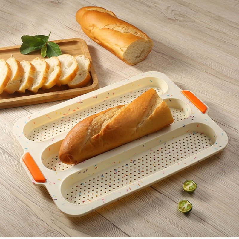 French Baguette Pans Nonstick Perforated Baking Tray 5 Loaves Food-grade Silicone Bread Molds for Oven