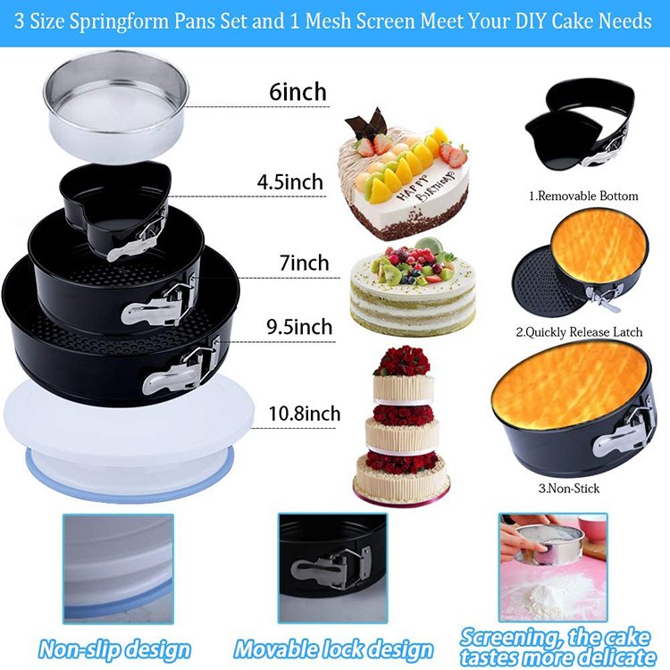 288pcs Cake Decorating Supplies All Baking Tools Turntable Rotating Stand for Wedding Birthday Christmas Party