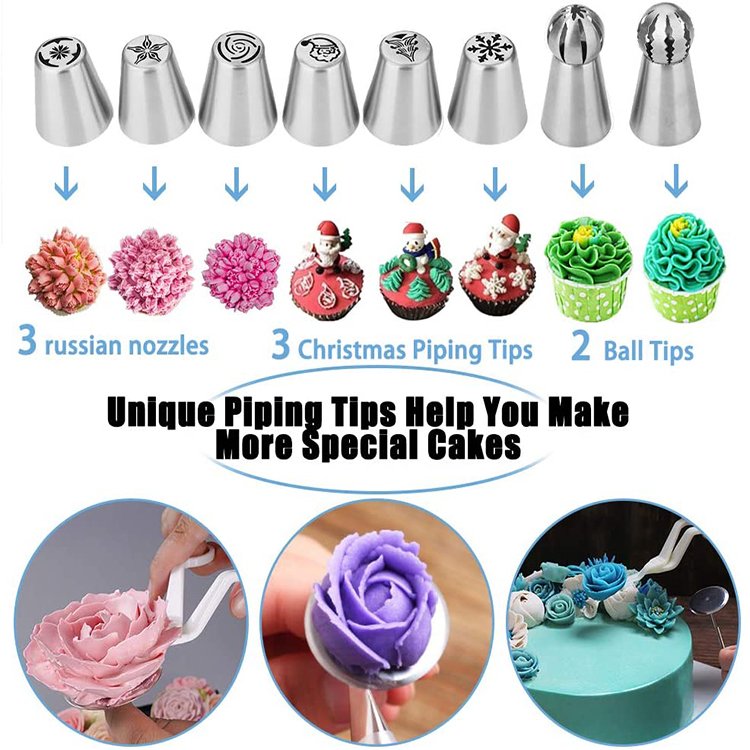 288pcs Cake Decorating Supplies All Baking Tools Turntable Rotating Stand for Wedding Birthday Christmas Party