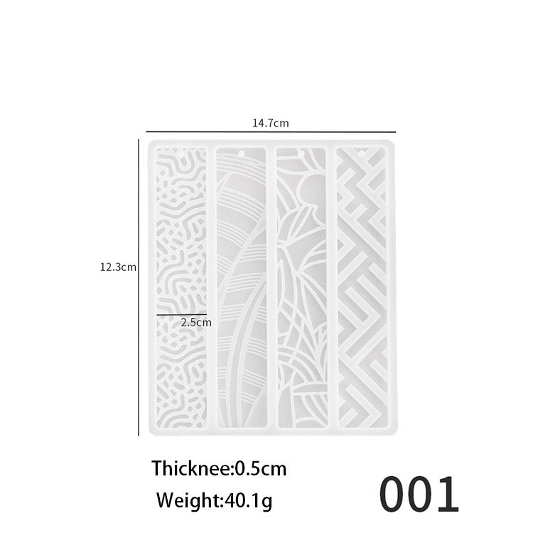 YS Rectangle Bookmark Silicone Mold Irregular Geometric Pattern Leaves Cat Claw Resin Mold Texture Flower Shaped Mold