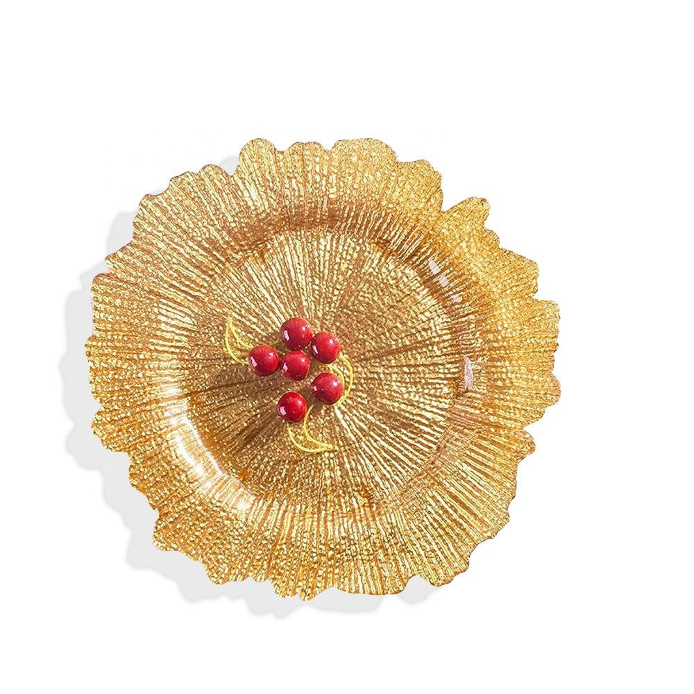 Irregular Fruit Plate Banquet Plate European Style Home Decoration Tray Cake Snack Plate Gold Plated