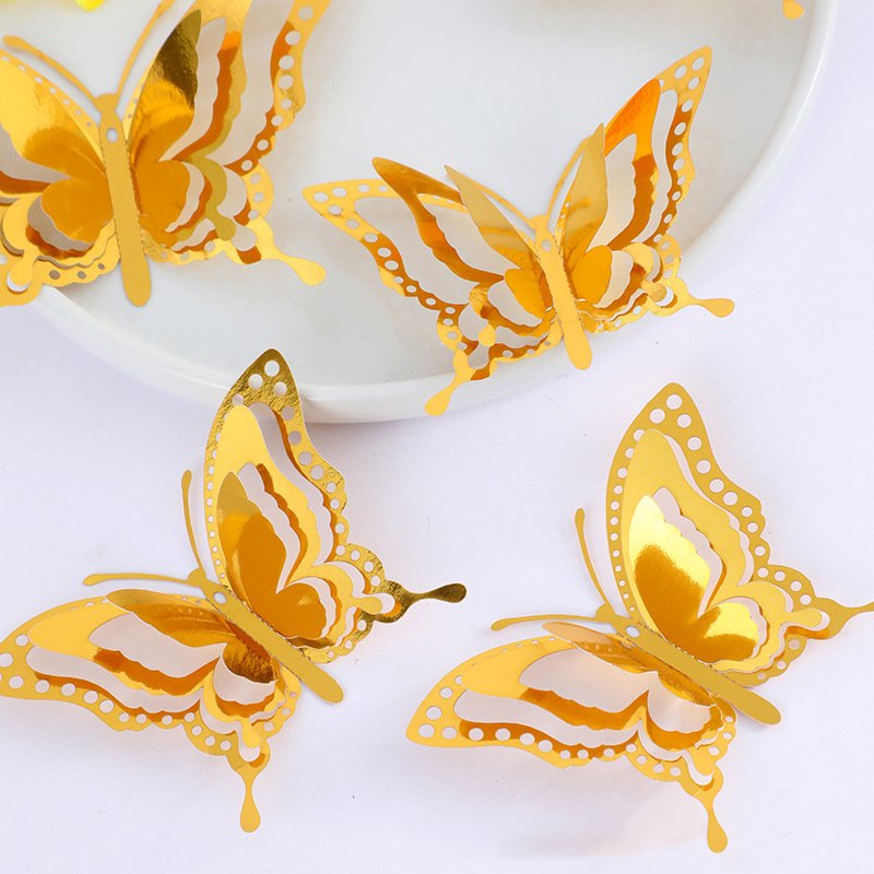 Fashion Beautiful 3D Hollow Paper Butterfly Wall Sticker 3d Butterfly Wall Decal Wedding Party Decoration Background Butterflies