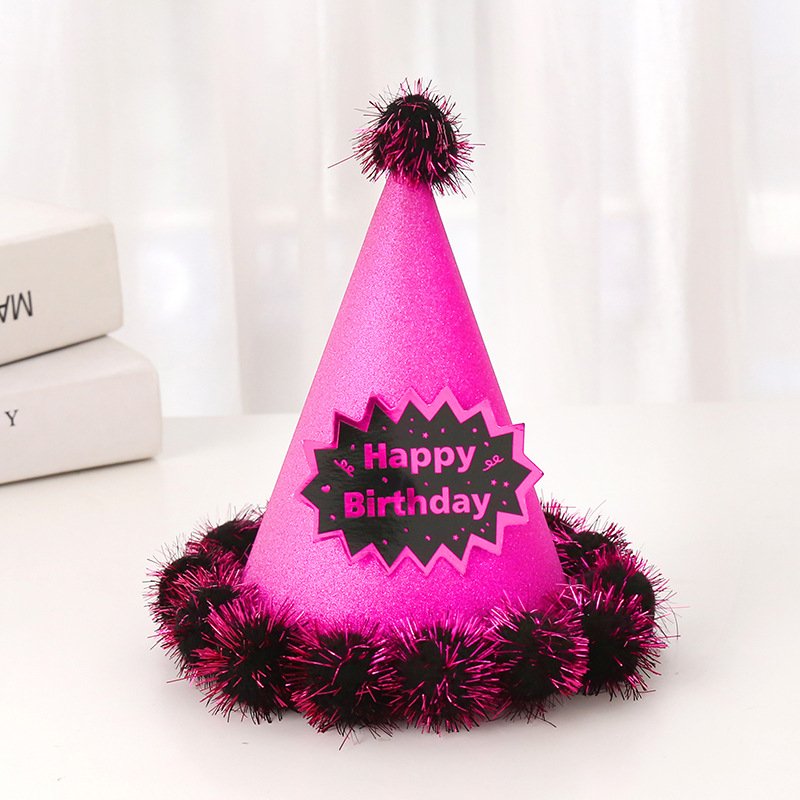 Wholesale Stock Adult Children's Gold Wire Hairball Hat Birthday Cake Party Decoration Confetti Gold Onion Hat Birthday Supplies
