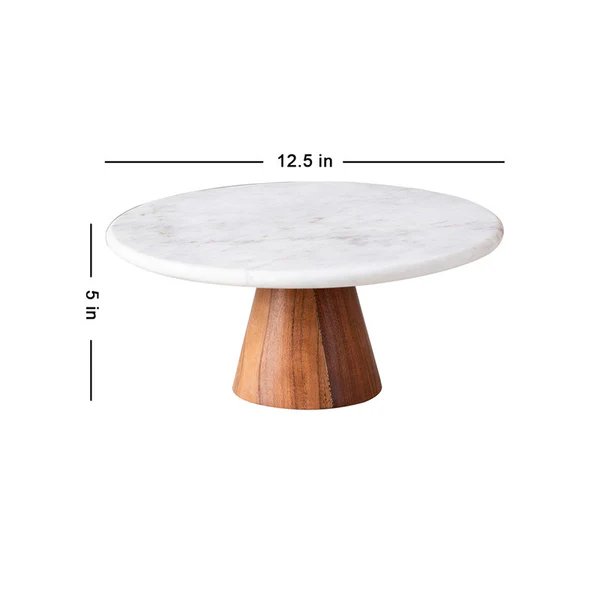 Marble & Wooden Cake Stand Brown & White, cake stands Wedding Cake Stand Rustic Cake Stand, cake stands for weddings
