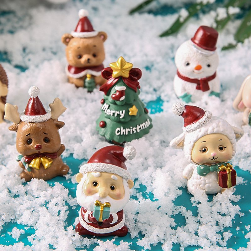 Creative Christmas Family Resin Decoration Cartoon Doll Children's Room Desktop Santa Claus Christmas Ornaments