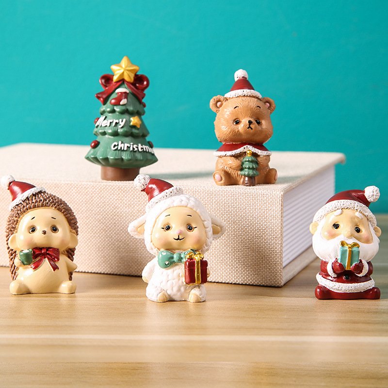 Creative Christmas Family Resin Decoration Cartoon Doll Children's Room Desktop Santa Claus Christmas Ornaments