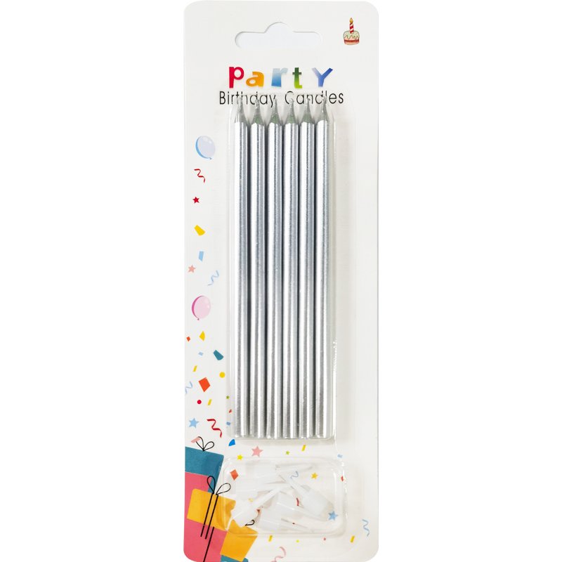Colorful simple birthday candle cake decoration plug-in wedding birthday party electroplated slender straight pencil candle