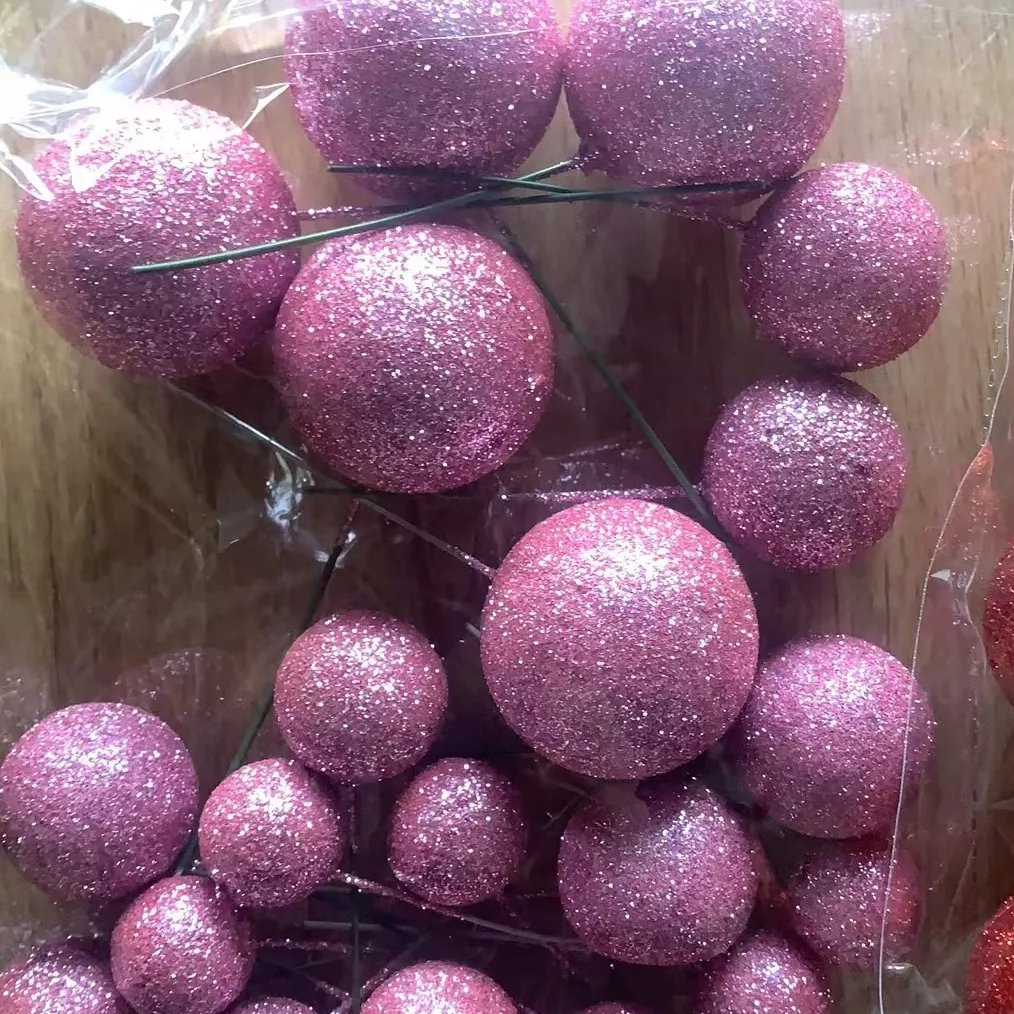 Cake Toppers 20pcs/bag Mixed Size 2 2.5 3 4cm Shining Faux Balls Gold Pink Red Ball Happy Birthday cake decorating supplies
