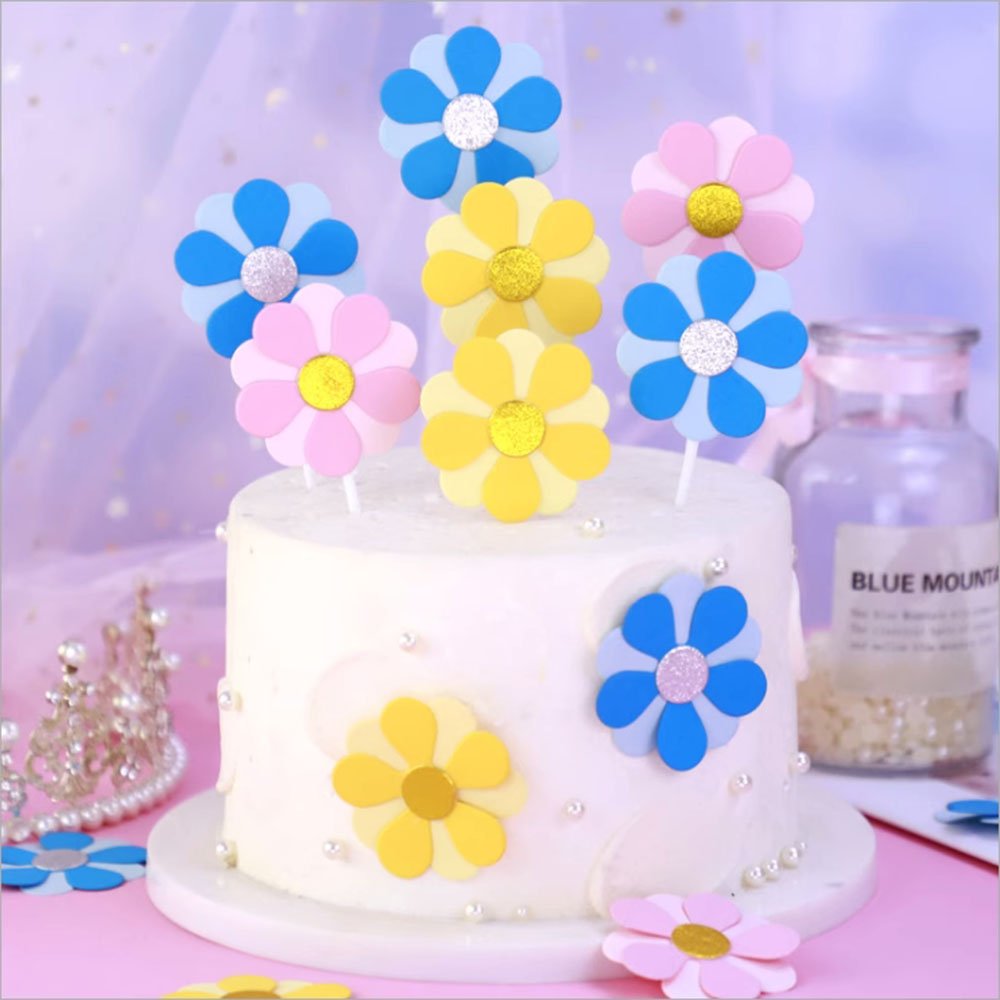 6 sets of Sunflower petal cake decoration plug-in all-match flower Floret toothpick baking card