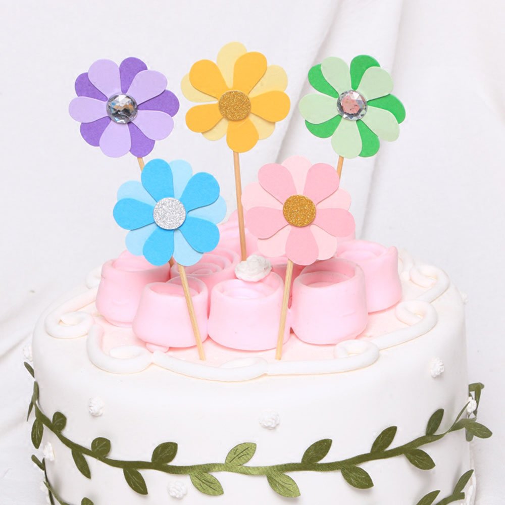 6 sets of Sunflower petal cake decoration plug-in all-match flower Floret toothpick baking card