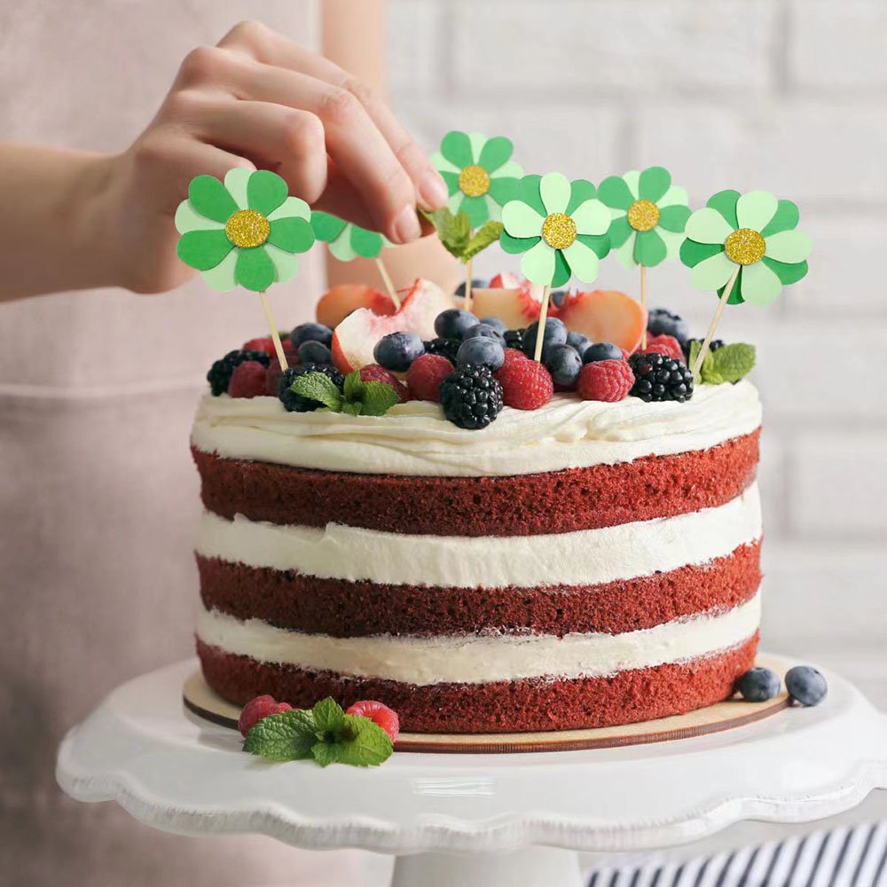 6 sets of Sunflower petal cake decoration plug-in all-match flower Floret toothpick baking card