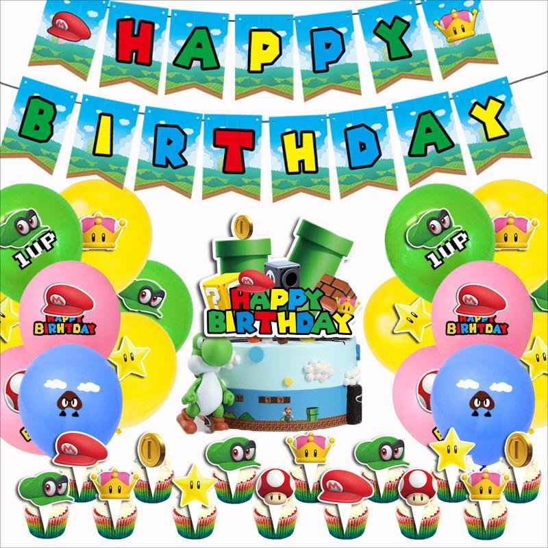 theme decoration birthday flag pulling balloon size cutlery party supplies