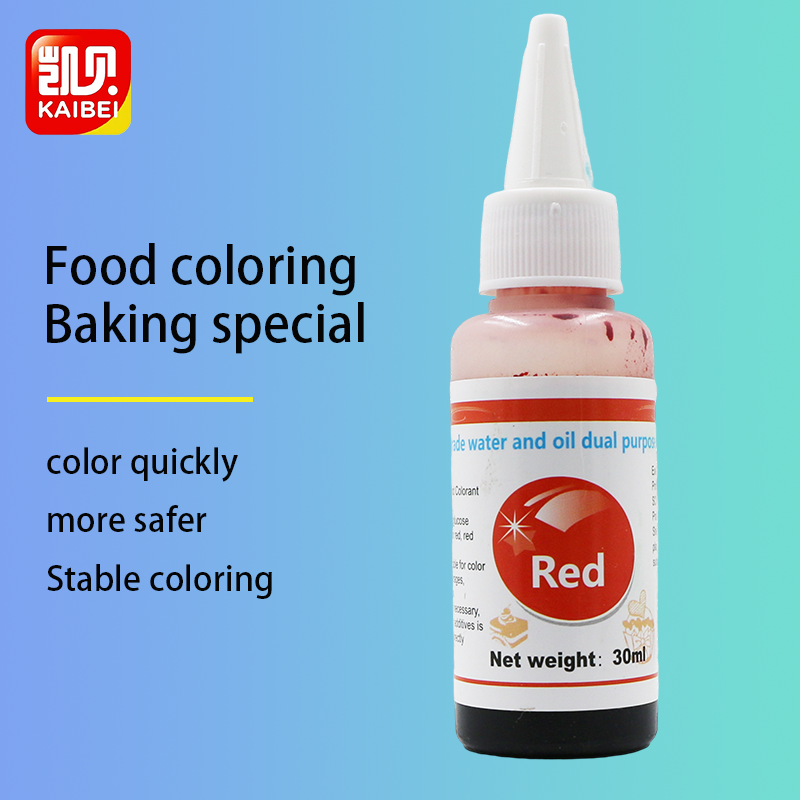 Factory Sale 30g Red Edible Food Dye Liquid Halal Food Coloring for Cake Decoration Sweet Taste Bottle Packaging