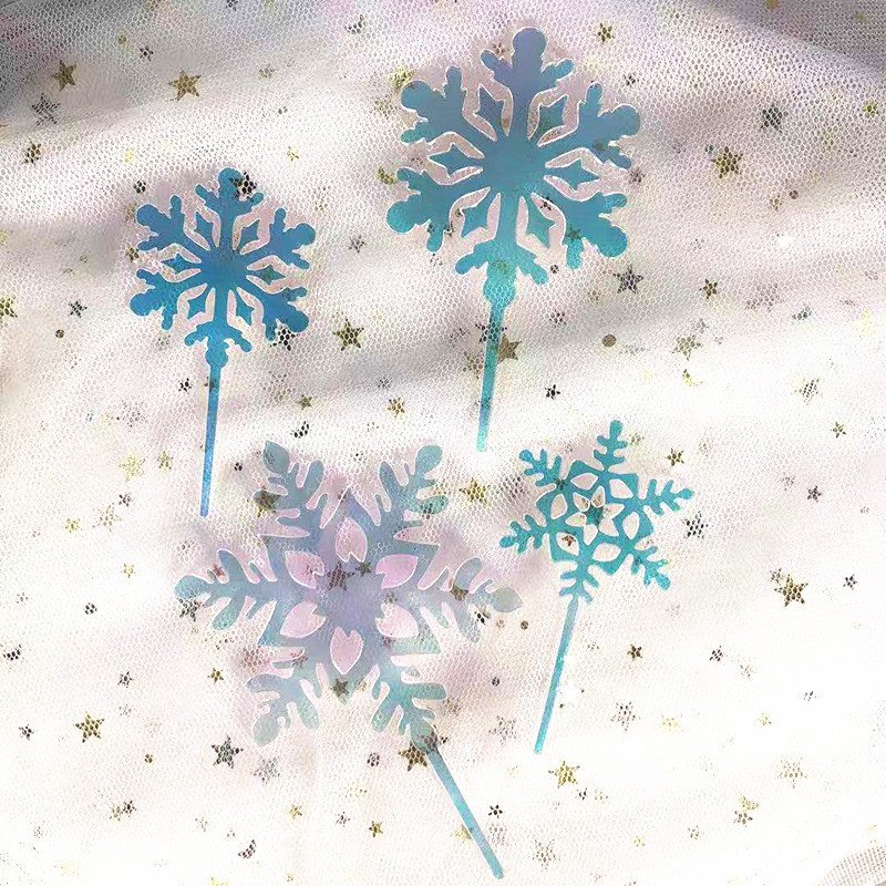 New Snowflake 4 Piece Acrylic Party Cake Topper For 1st Birthday Christmas Happy New Year 2025 Party Cake Decoration Supplies