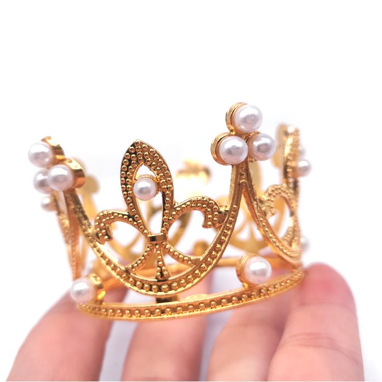 wholesale Mini Pearl Crown Baby Shower Small Princess Headpiece Rhinestone Pearl Crown Tiara