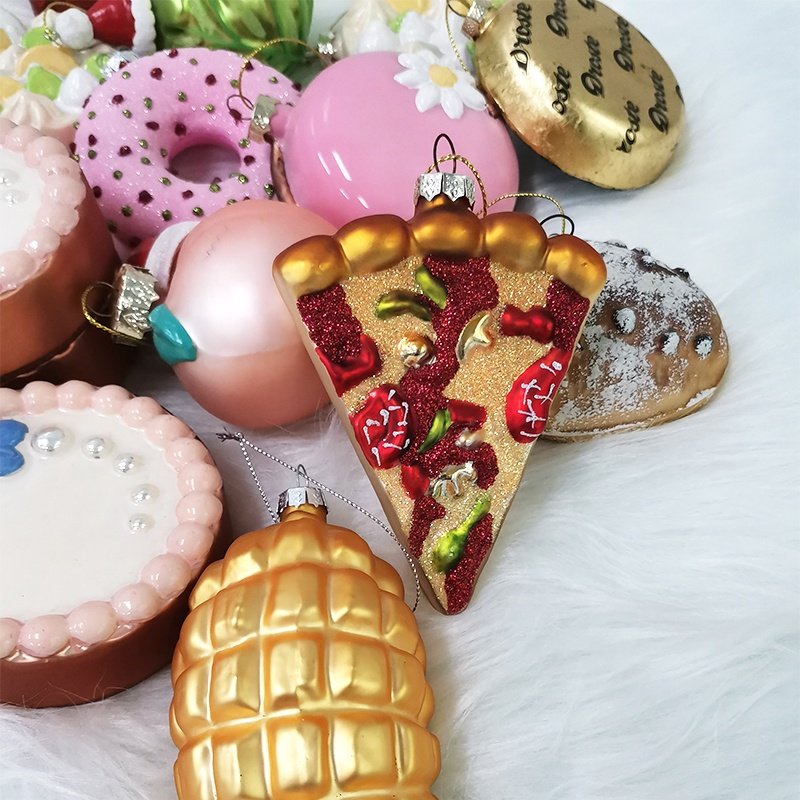 Personalized pattern custom christmas party decoration supplies glass doughnut cake Xmas baubles for christmas tree decoration