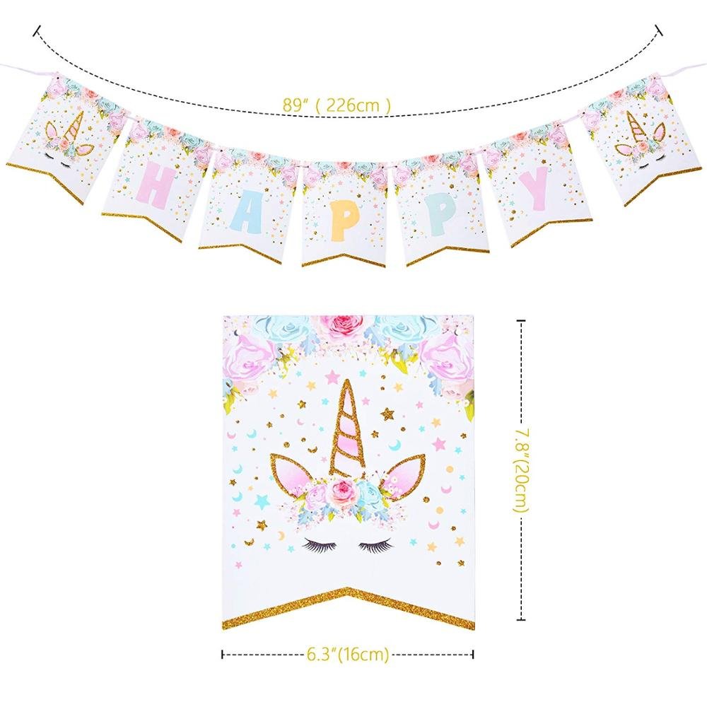 Unicorn Party Supplies Unicorn Birthday Party Decorations with Birthday Banner Unicorn Balloons Cake Topper Cake Cutter Candles