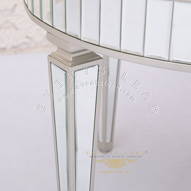 Round Mirror Wooden Table Event Wedding Cake table Silver Mirror Table For Party