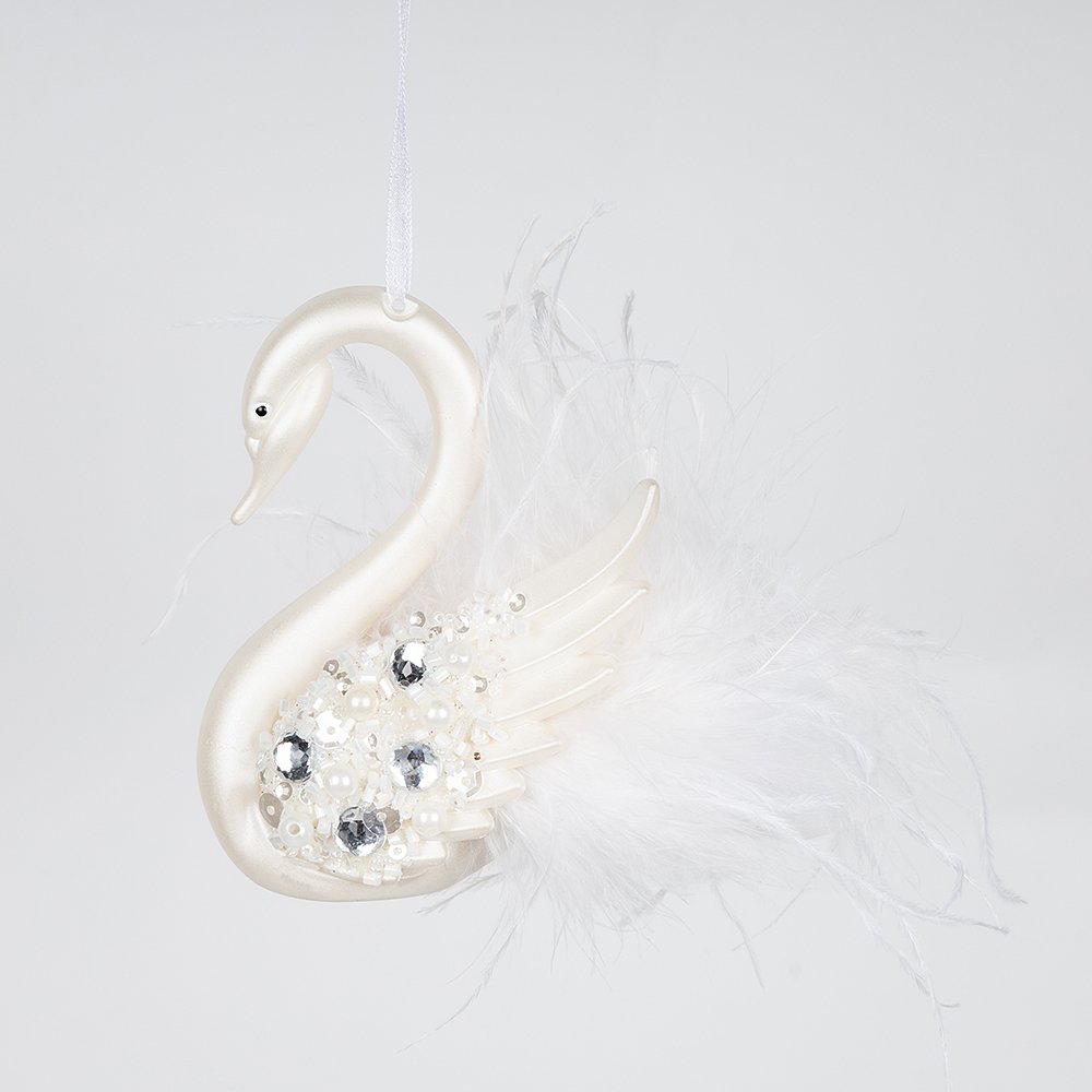 Christmas Supplies Mini Plastic Swan Christmas Ornament Hanging White Swan for Wedding Cake Topper Holiday Xmas Tree