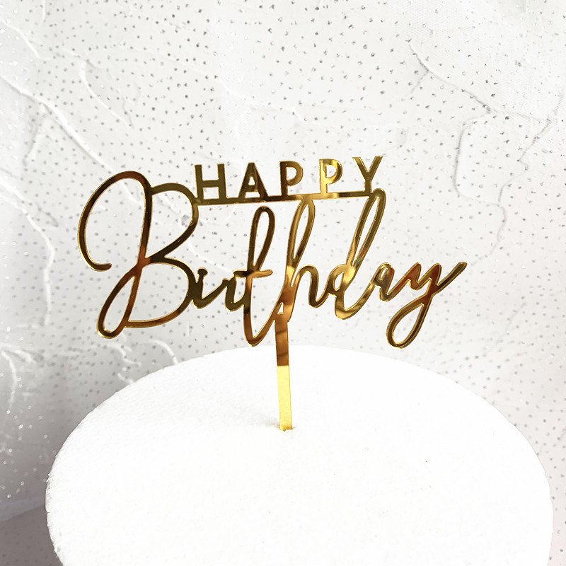 New Happy Birthday Cake Topper White Black Birthday Acrylic Cake Topper For Kids Birthday Party Cake Decorations Baby Shower