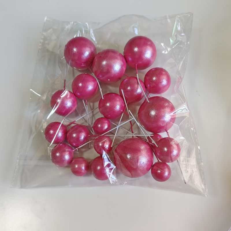 20 pc set Cake Decorating Faux Foam Balls Shiny gold Ball Silver Pastry Material Powder Blue Color Round Cake Baking Tools