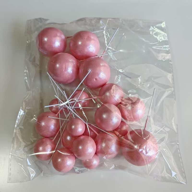 20 pc set Cake Decorating Faux Foam Balls Shiny gold Ball Silver Pastry Material Powder Blue Color Round Cake Baking Tools