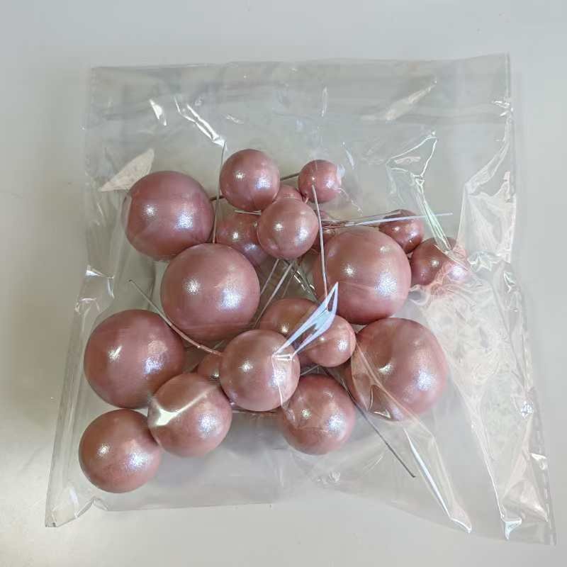 20 pc set Cake Decorating Faux Foam Balls Shiny gold Ball Silver Pastry Material Powder Blue Color Round Cake Baking Tools