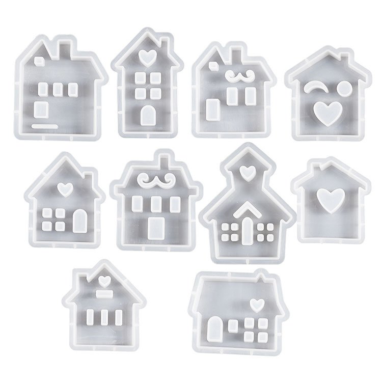 YS Star-Shaped Chimney House Aromatherapy Candle Silicone Mold DIY Resin Decoration Plaster Cement Handmade Love House Mold