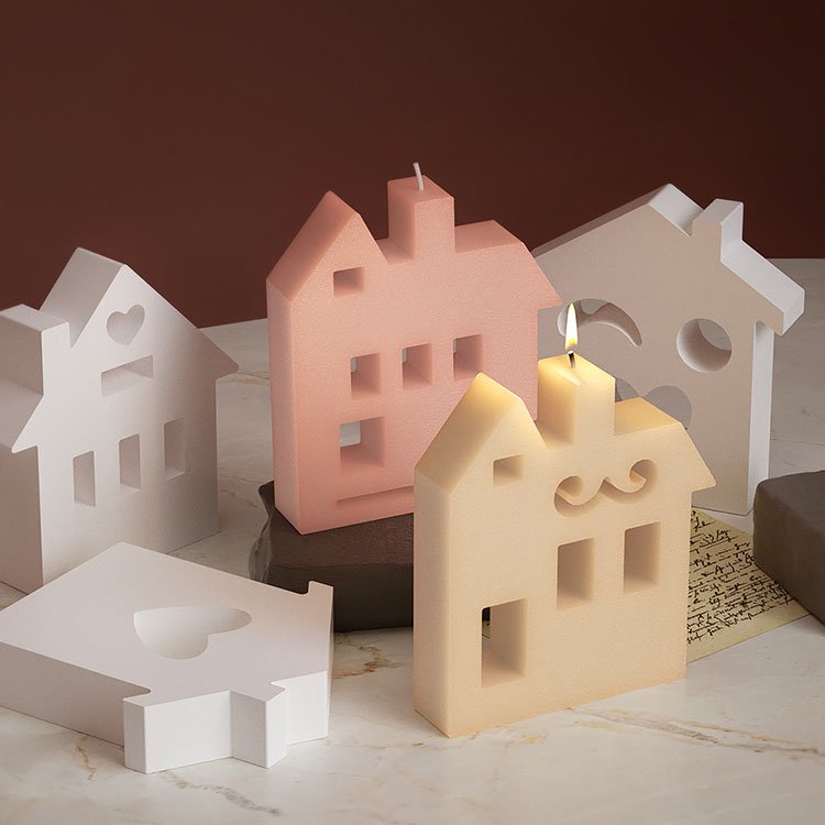 YS Star-Shaped Chimney House Aromatherapy Candle Silicone Mold DIY Resin Decoration Plaster Cement Handmade Love House Mold