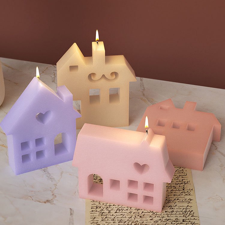 YS Star-Shaped Chimney House Aromatherapy Candle Silicone Mold DIY Resin Decoration Plaster Cement Handmade Love House Mold