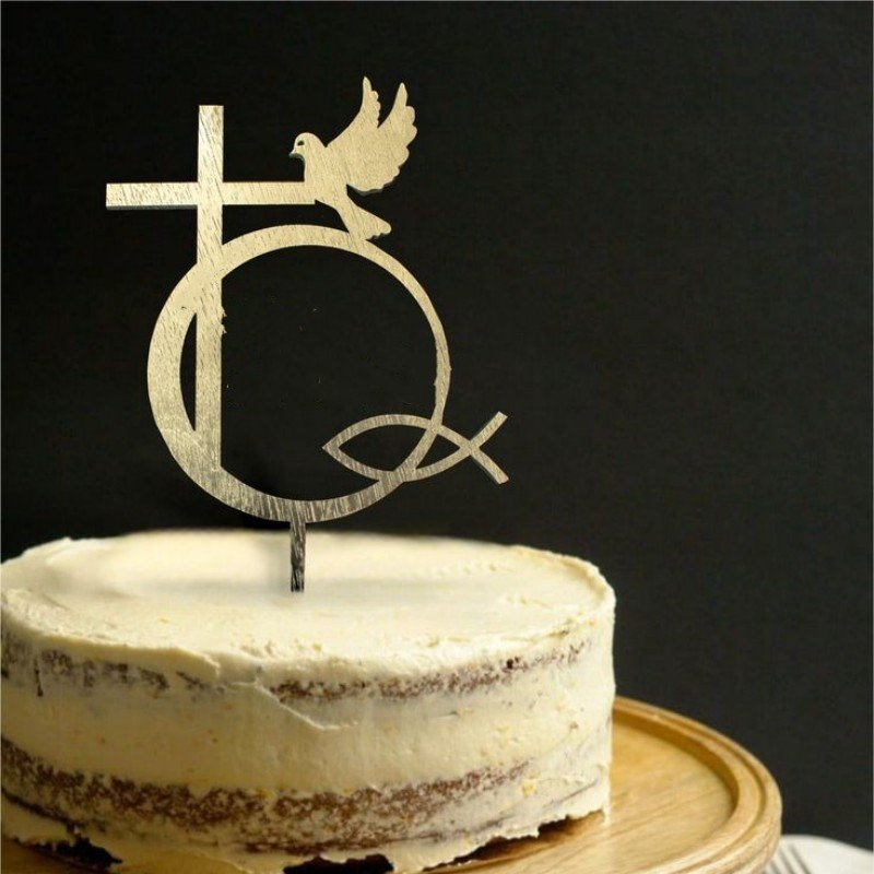 Peace pigeon Cross Communion Cake Decorator for Baby Shower Christmas Graduation Parties Cupcake Topper in Party Supplies