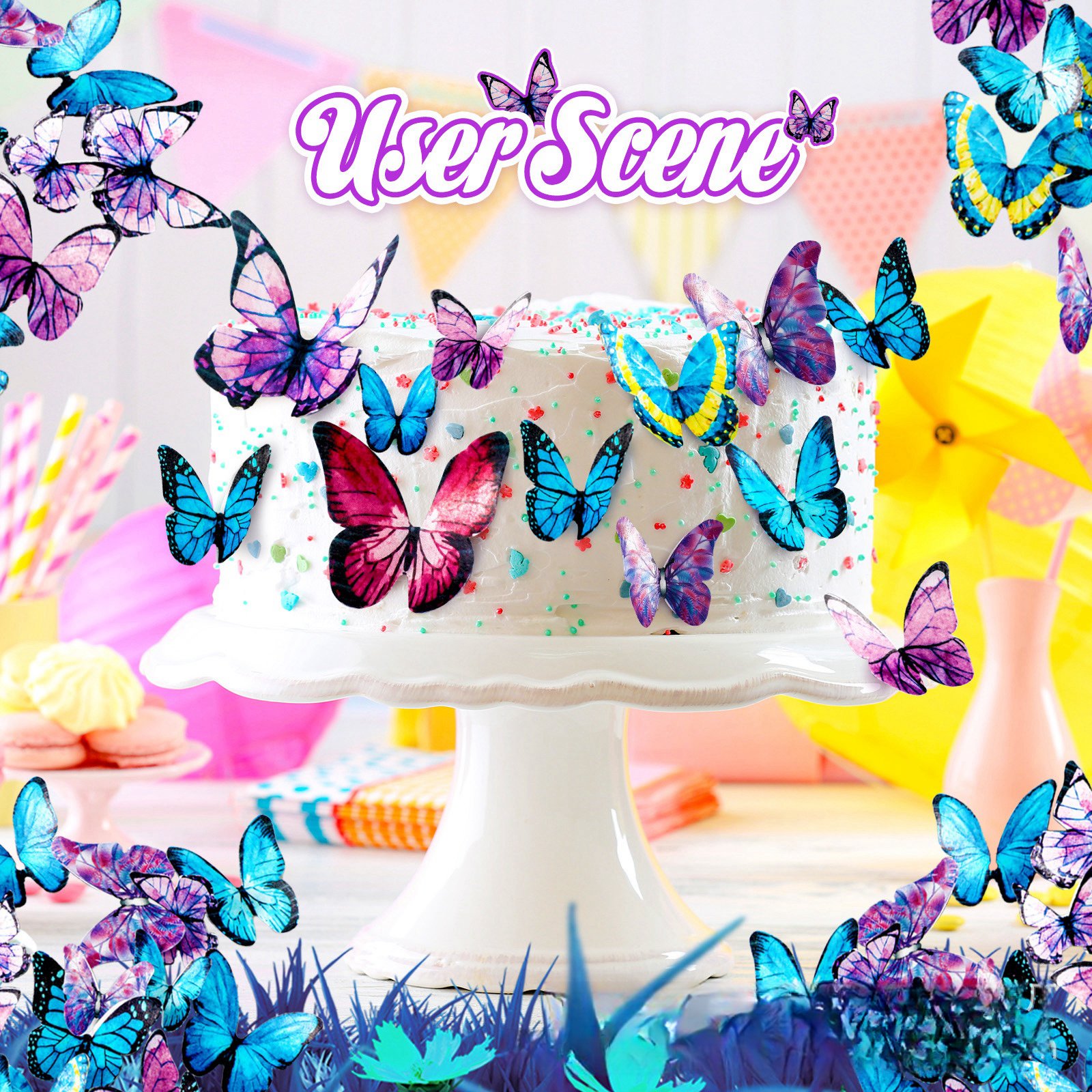 New Glutinous Rice Paper Watercolor Butterfly Cross Border Cake Decorating Tools Accessories Printing Edible Cake Decoration