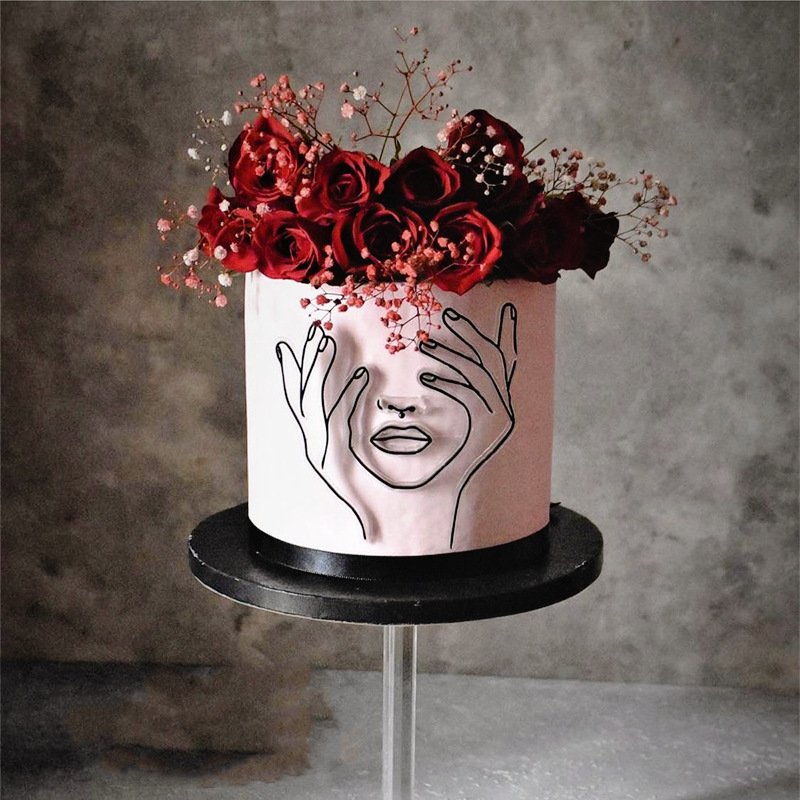 Butterfly Facial Lines Artistic Line Gold Acrylic Topper For Valentine Day Mother's Day Cake topper