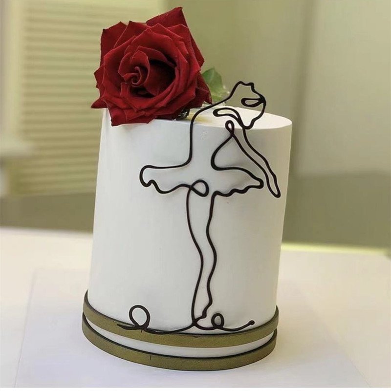 Butterfly Facial Lines Artistic Line Gold Acrylic Topper For Valentine Day Mother's Day Cake topper