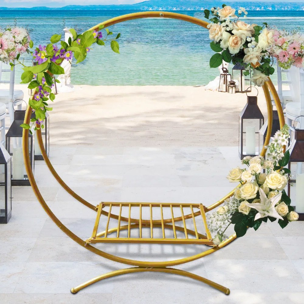 Golden Polished Wedding Arch Cake Stand For Bridal Shower Birthday Party Decoration Gathering Invitation Supplies