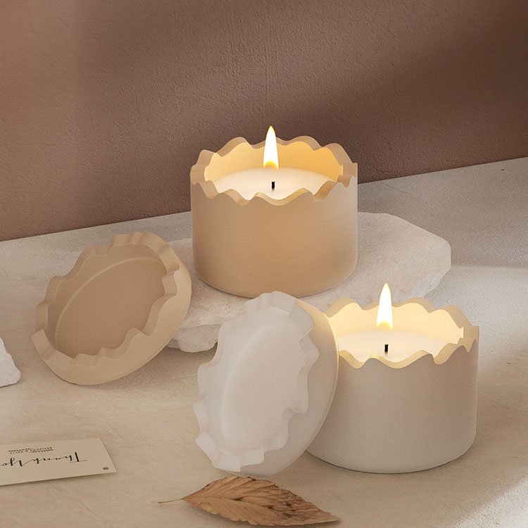 YS Irregular Candle Jar Silicone Mold With Lid Storage Box Cement Candle Cup Casting Mould DIY Aromatherapy Candle Making Tool
