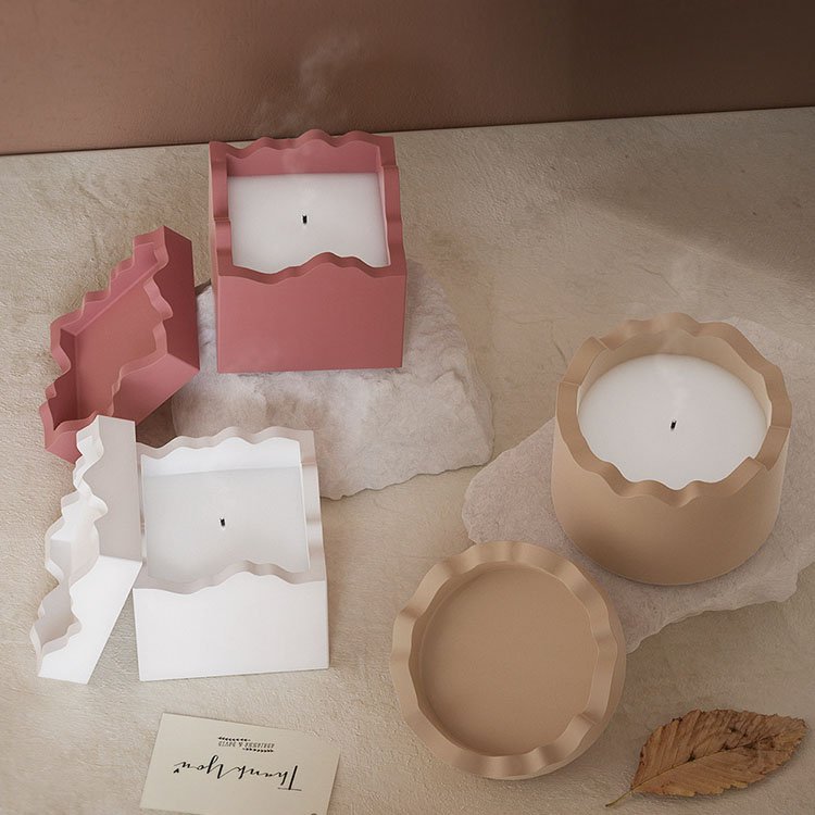 YS Irregular Candle Jar Silicone Mold With Lid Storage Box Cement Candle Cup Casting Mould DIY Aromatherapy Candle Making Tool