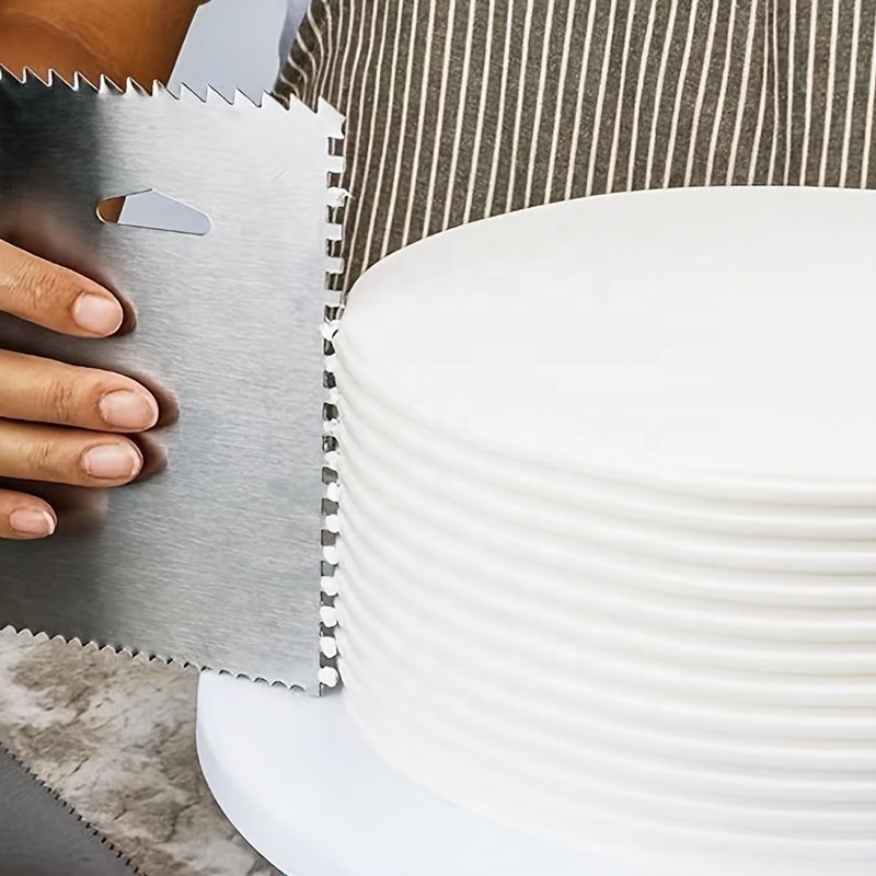 YABEICHU stainless steel cake scraper metal baking cream scraper comb smoother decorating tools