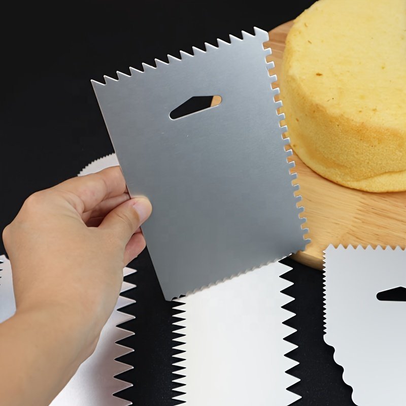 YABEICHU stainless steel cake scraper metal baking cream scraper comb smoother decorating tools