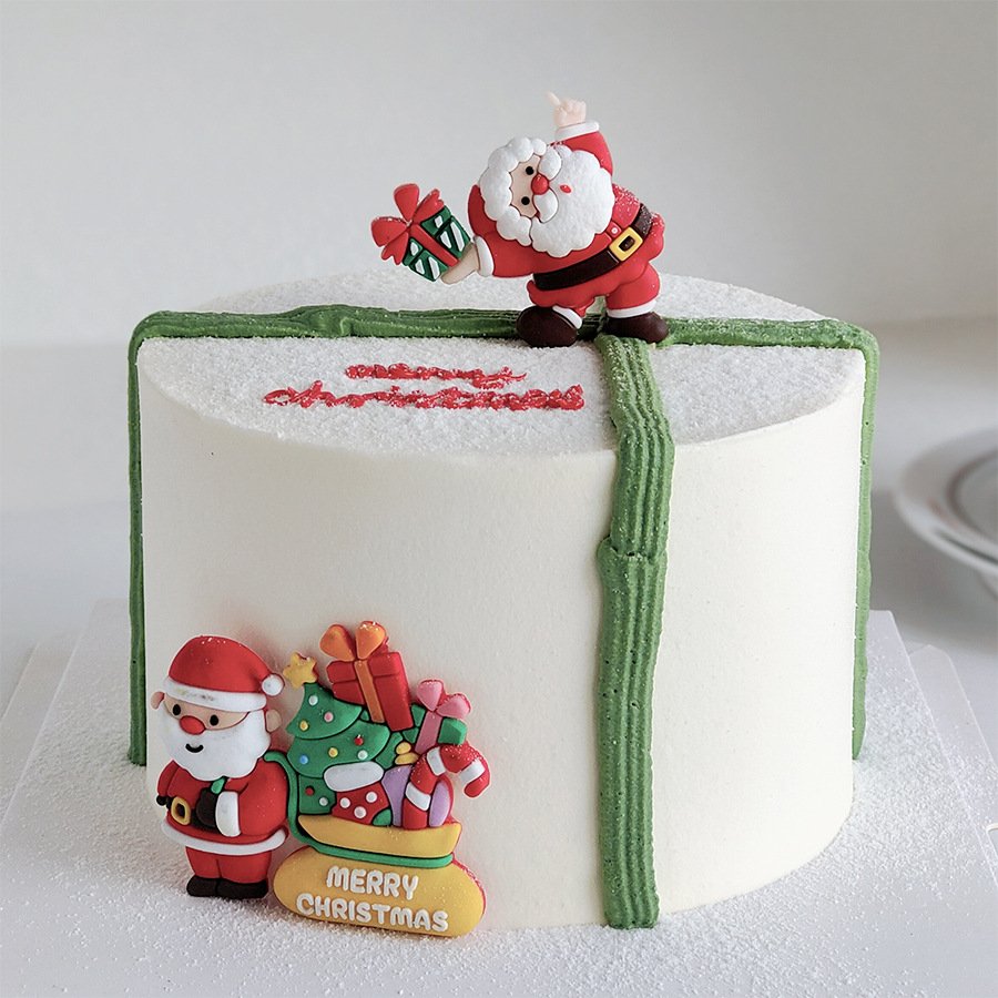 New santa claus father design cute rubber wholesale baking cupcake decoration supplies 3d merry christmas cake topper