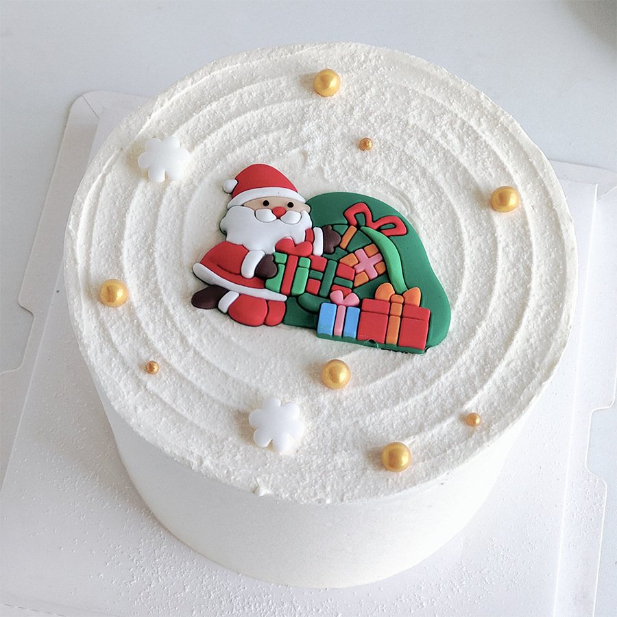 New santa claus father design cute rubber wholesale baking cupcake decoration supplies 3d merry christmas cake topper