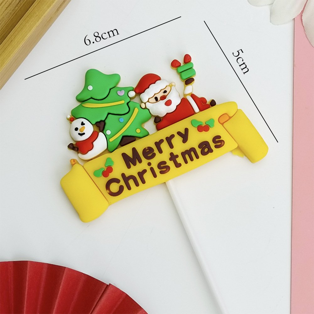 New santa claus father design cute rubber wholesale baking cupcake decoration supplies 3d merry christmas cake topper