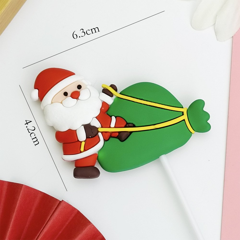 New santa claus father design cute rubber wholesale baking cupcake decoration supplies 3d merry christmas cake topper