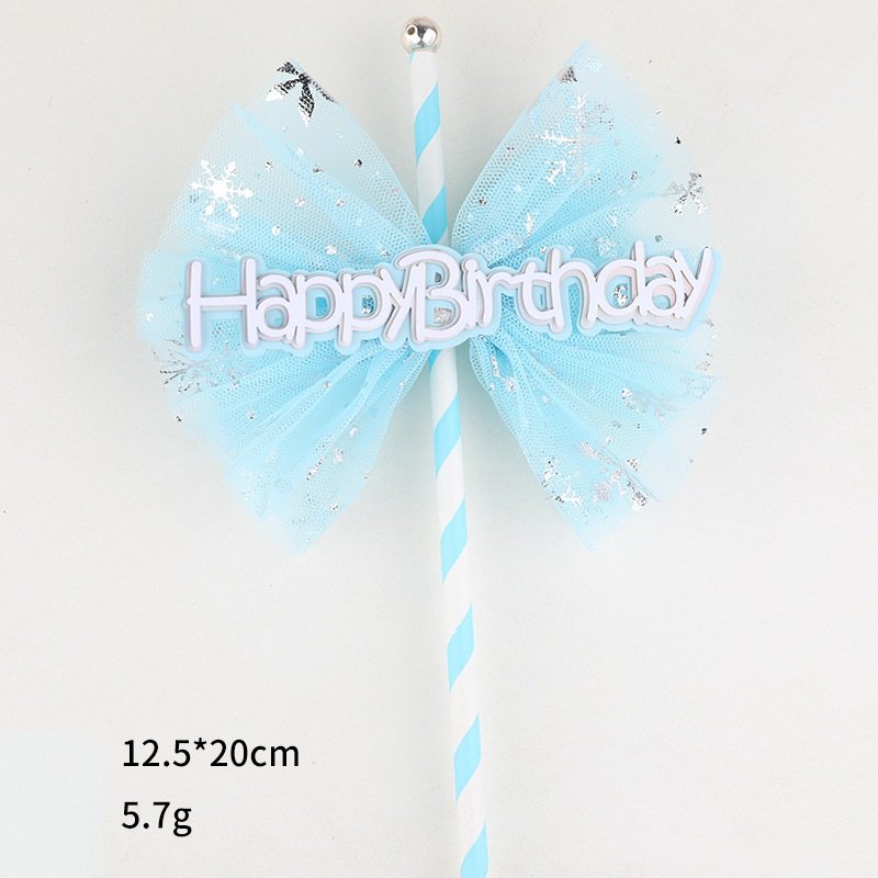 Factory Hot Selling Bake Cake Insert Decorating Party Supplies Bow Star Happy Birthday Cake Topper